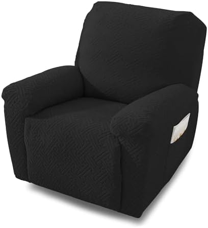 NORTHERN BROTHERS Recliner Chair Covers for Kids & Pets - Soft Stretch 1 Seater Slipcovers with Storage Pockets, Khaki,