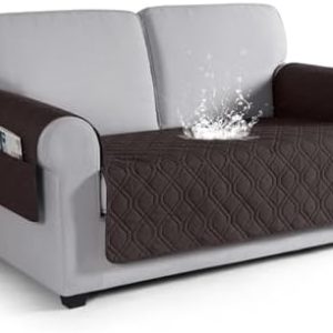 VANSOFY Waterproof Couch Cover for Dogs, Washable Non-Slip Furniture Protector, Loveseat Slipcover in Chocolate