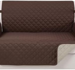 Reversible Loveseat Sofa Covers | Furniture Protector for Small Loveseat | Chocolate/Beige | Durable & Machine Washable