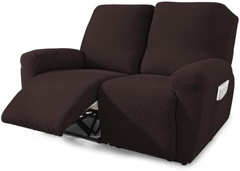 NORTHERN BROTHERS Recliner Chair Covers for Kids & Pets - Soft Stretch 1 Seater Slipcovers with Storage Pockets, Khaki,