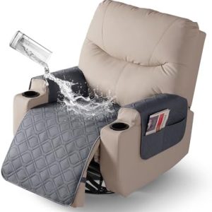 VANSOFY Waterproof Recliner Chair Covers for Pets - Washable Non-Slip Seat Protector with Arm Cover and Pocket (Dark Gra