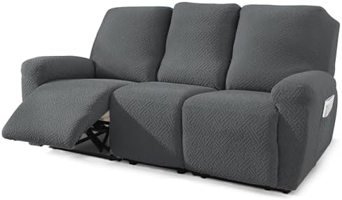 NORTHERN BROTHERS Recliner Chair Covers for Kids & Pets - Soft Stretch 1 Seater Slipcovers with Storage Pockets, Khaki,