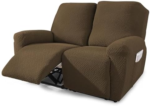 NORTHERN BROTHERS Recliner Chair Covers for Kids & Pets - Soft Stretch 1 Seater Slipcovers with Storage Pockets, Khaki,