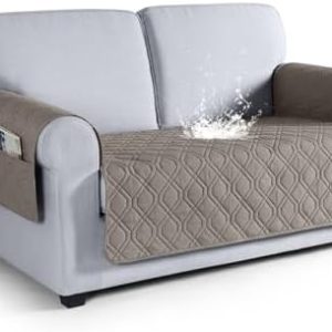 VANSOFY Waterproof Couch Cover for Dogs | Washable Non-Slip Slipcover | Furniture Protector for Loveseat | Khaki Color