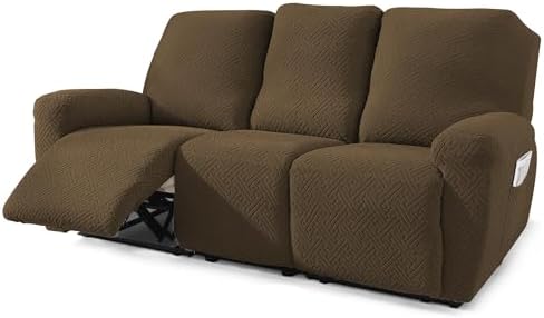 NORTHERN BROTHERS Recliner Chair Covers for Kids & Pets - Soft Stretch 1 Seater Slipcovers with Storage Pockets, Khaki,