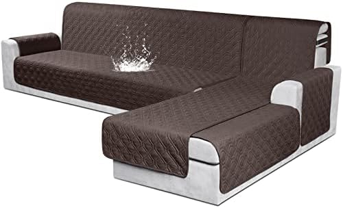 VANSOFY 100% Waterproof L Shaped Sofa Cover for Pets | Reversible Chaise Lounge Protector | Large Black Sectional Couch