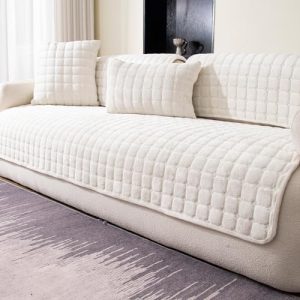 Velvet Sectional Sofa Cover for 3 Cushion Couch | Washable, Anti Slip Furniture Protector for Pets & Kids | L-Shaped Arm