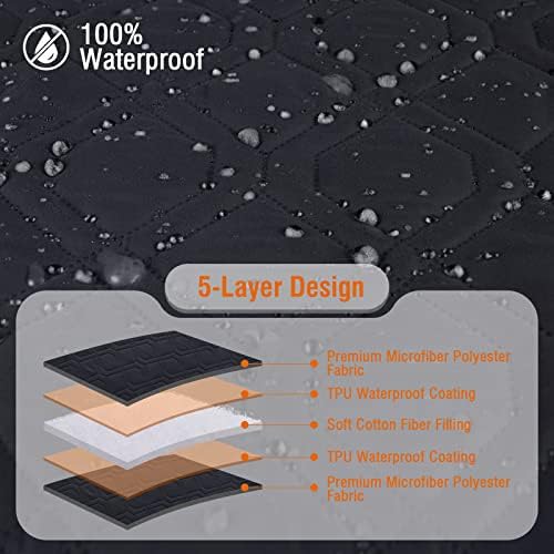 VANSOFY 100% Waterproof L Shaped Sofa Cover for Pets | Reversible Chaise Lounge Protector | Large Black Sectional Couch